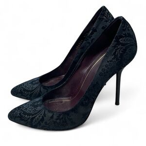 Gucci Noah Embossed Floral Brocade Pumps Stiletto Pointed Toe Sz 37.5